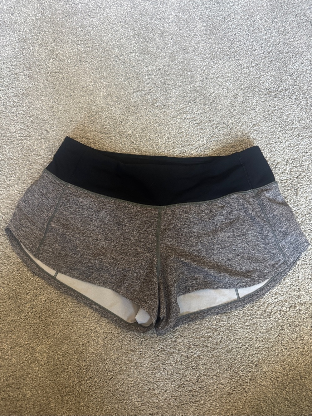 lululemon athletica Gray Running Shorts with Black Waistband